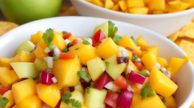 Photo bowl of healthy fresh fruit salad