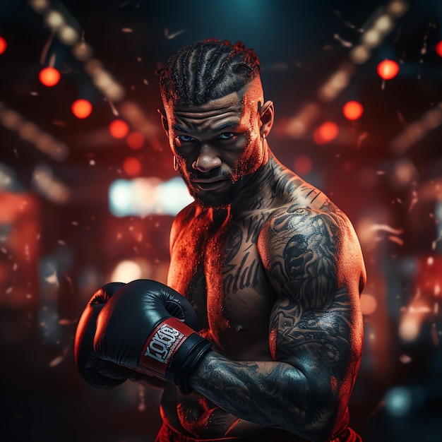 Photo a boxer in the dark background