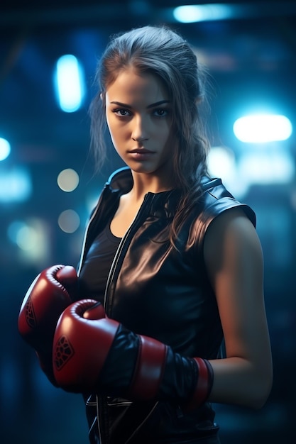 Photo an boxing athlete in dark background