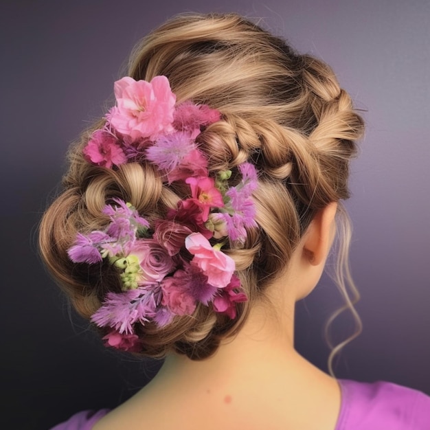 Photo of Braided updo with flowers