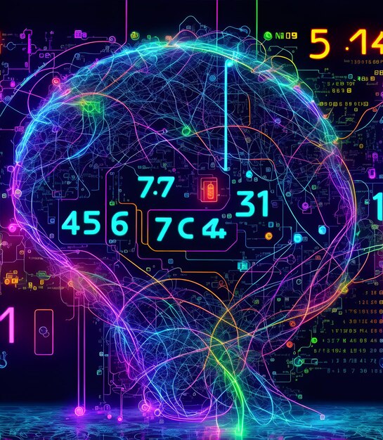 Foto foto di un cervello con un circuito stampato al centro che rappresenta l'intersezione della tecnologia