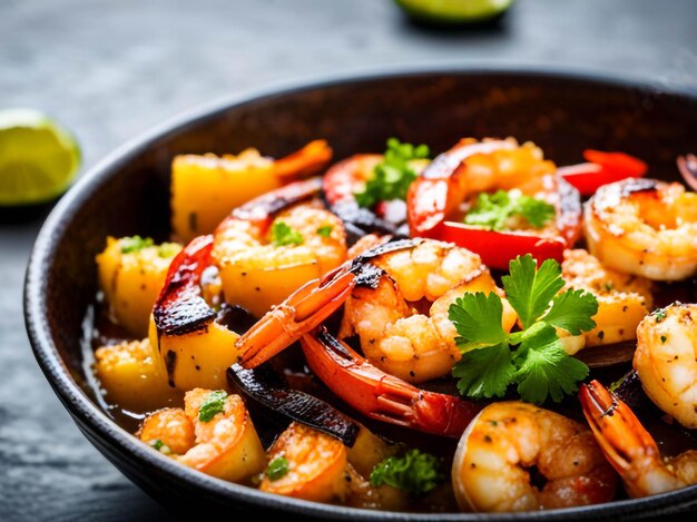 photo brazilian food with shrimp in bowl