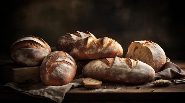 A photo of bread and bread on a table