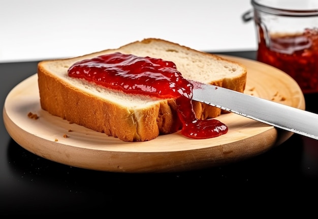 Foto foto di fette di pane con marmellata da vicino