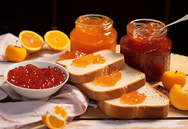 Photo photo of bread slices with jam close up