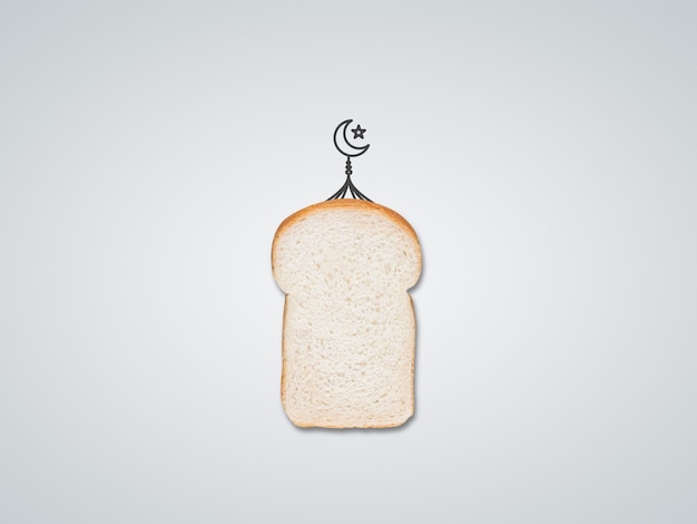 Photo bread with mosque shape happy ramadan happy eid concept muslim holy month ramadan kareem