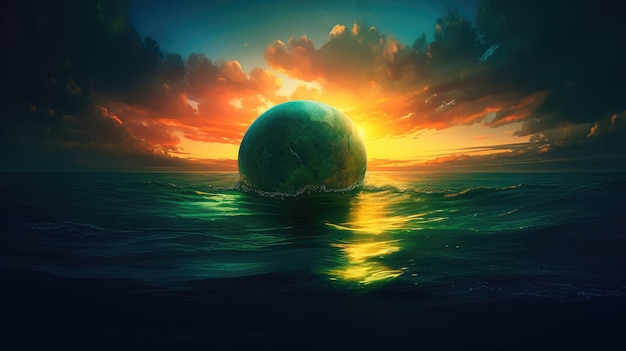 Photo breathtaking image of a green globe floating in the