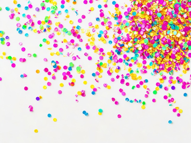 Photo photo bright colorful party sparkling party confetti white background