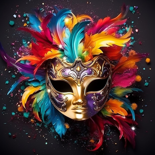 Photo bright multicolored mask