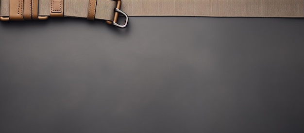 Photo of a brown leather belt hanging on a wall with copy space with copy space