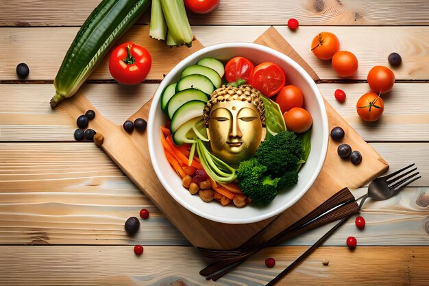 photo buddha bowl dish with vegetables and legumes