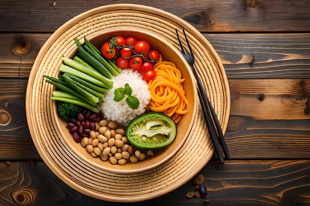 Photo photo buddha bowl dish with vegetables and legumes