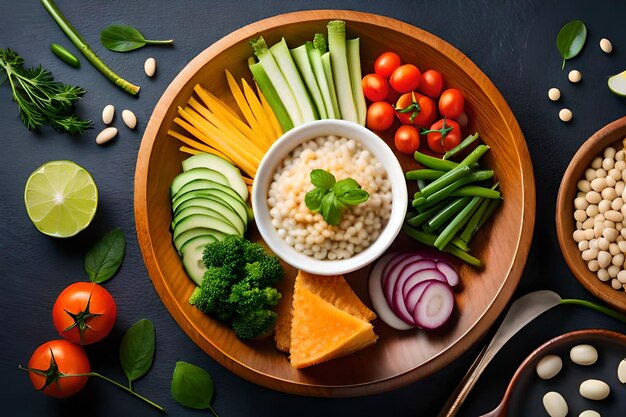 Photo photo buddha bowl dish with vegetables and legumes