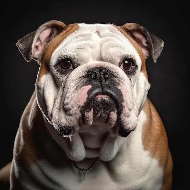 PHOTO A bulldog with a collar and a collar