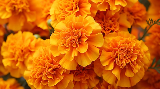 A photo of a bunch of vibrant marigolds in a market