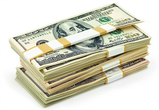 Photo of bundle of stack of bill of money cash dollars usd paper currency money background