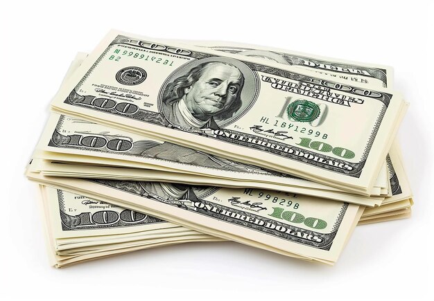 Photo of bundle of stack of bill of money cash dollars usd paper currency money background