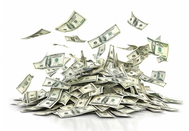 Photo of bundle of stack of bill of money cash dollars usd paper currency money background