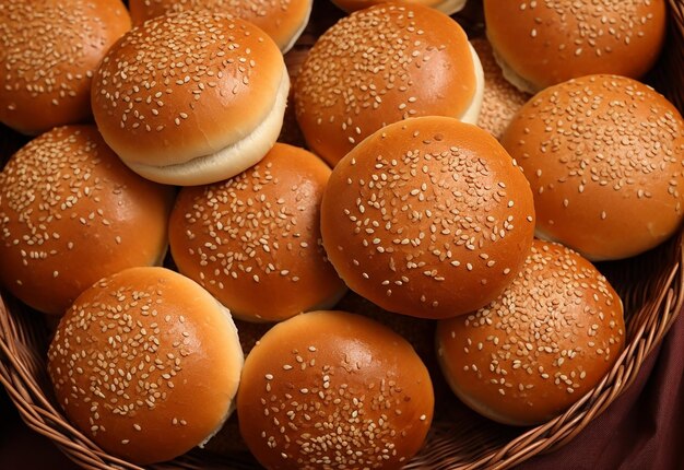 Photo photo of buns with sesame seeds for burger buns bread with wheat and sesame seeds