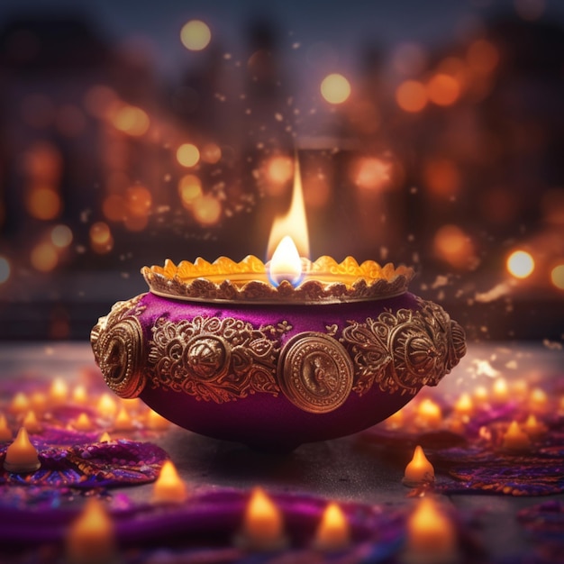 photo burning diwali diya generator by ai