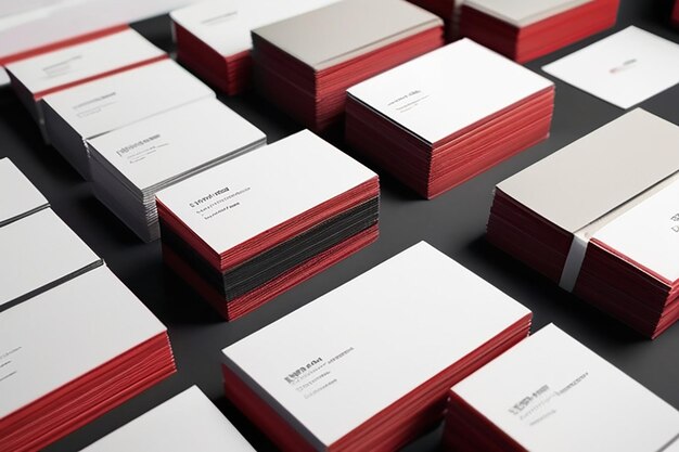 Photo of business cards stack Template for branding identity Isolated with clipping path