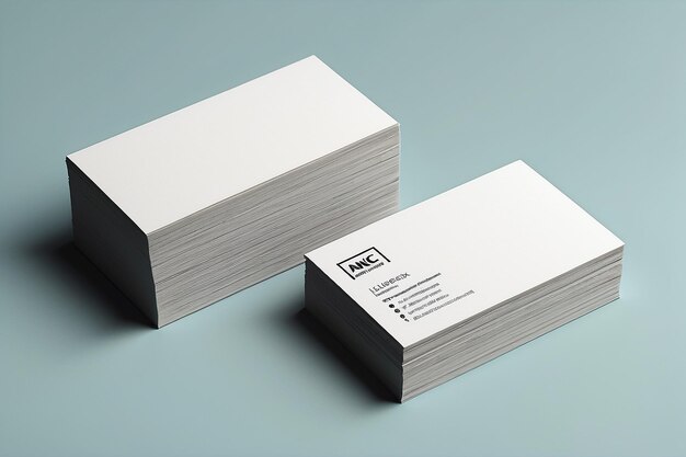 Photo of business cards stack Template for branding identity Isolated with clipping path