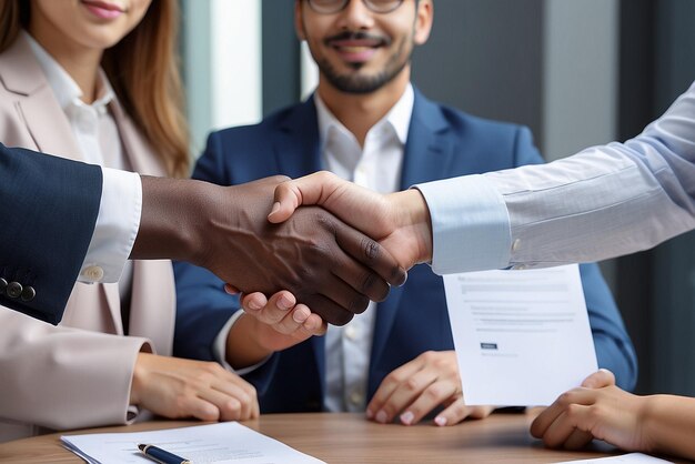 Foto photo uomini d'affari si stringono la mano insieme