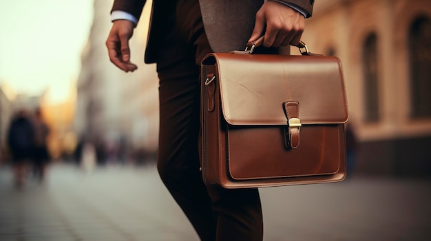 A photo of a businessman holding a briefcase