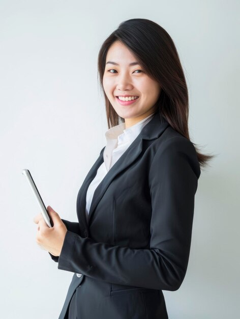 Photo photo a businesswoman holding gadget