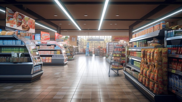 Photo a photo of a busy supermarket aisle