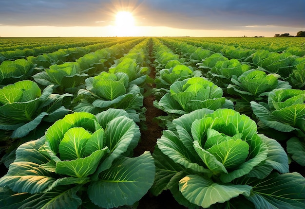 Photo of cabbage cabbage farm cabbage on hand and cabbage on wooden baskets