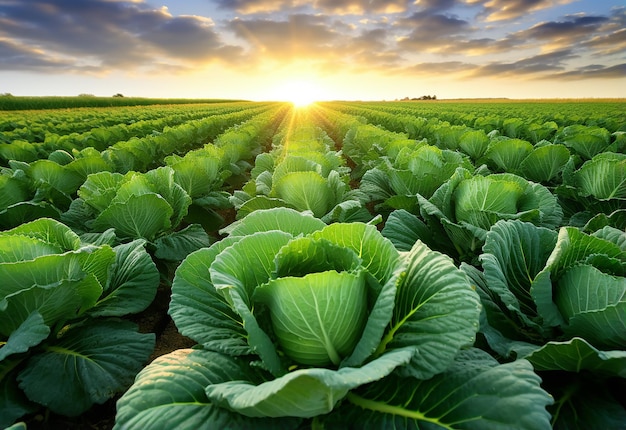 Photo of cabbage cabbage farm cabbage on hand and cabbage on wooden baskets