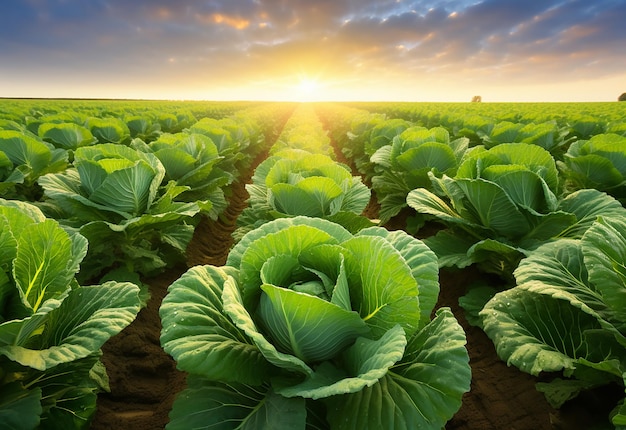 Photo of cabbage cabbage farm cabbage on hand and cabbage on wooden baskets