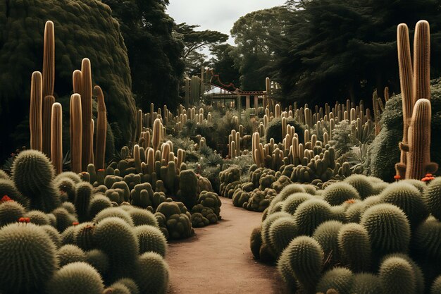 Photo of cactus garden in the desert peaceful landscape