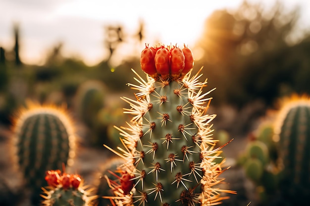 Photo of Cactus with a lens flare