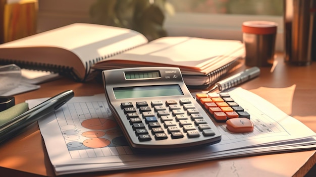 A photo of a calculator and financial documents on a desk