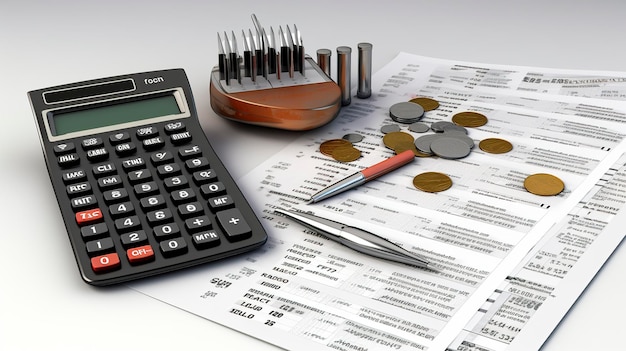 A photo of a calculator and financial documents