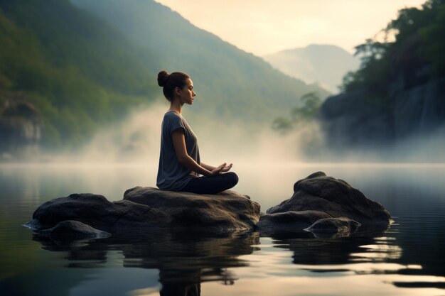 Photo of a calming mindfulness meditation session Generative AI