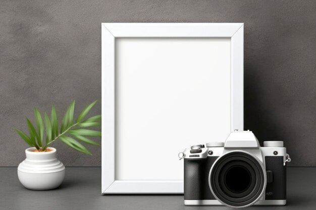 Photo photo camera blank frame background copy space mockup