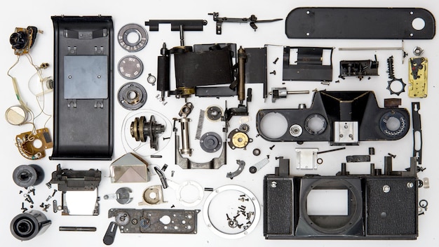 Photo camera disassembled parts