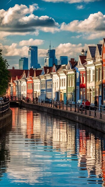 Photo of a canal of a city