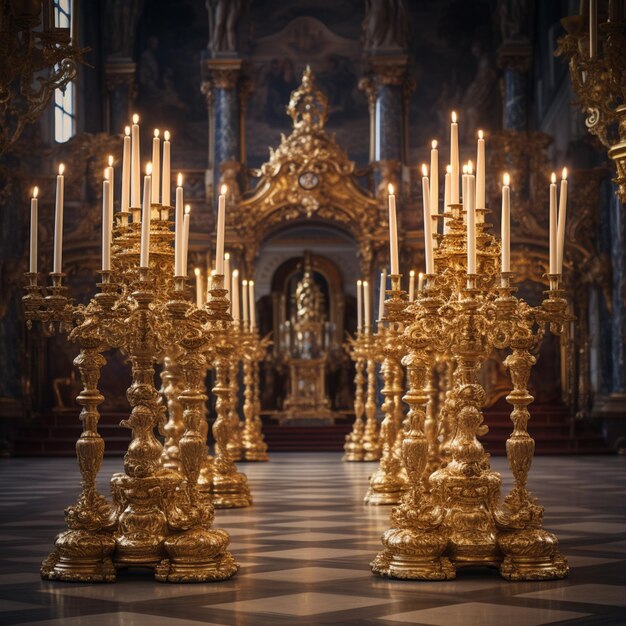 Photo candlesticks and candelabra in temples golden