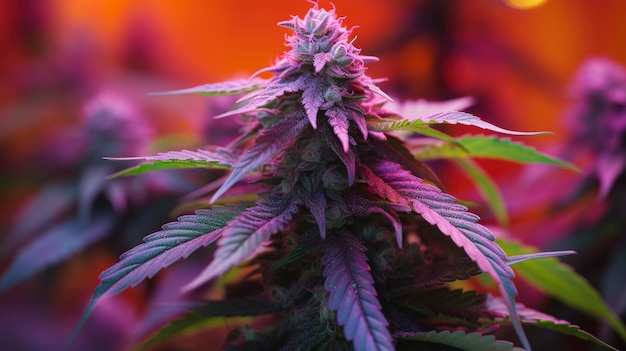 A photo of a cannabis plant with colorful fall