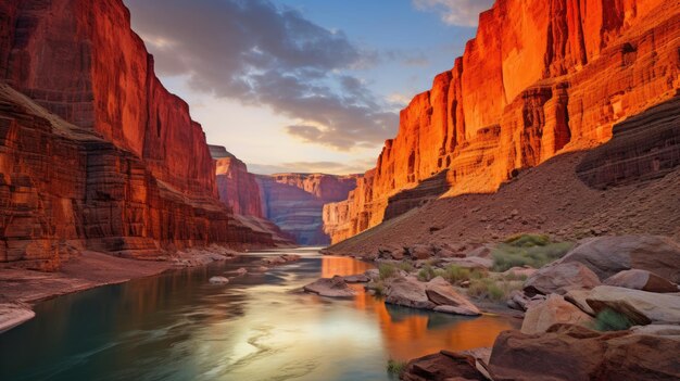 Photo a photo of a canyon with a winding river steep cliffs