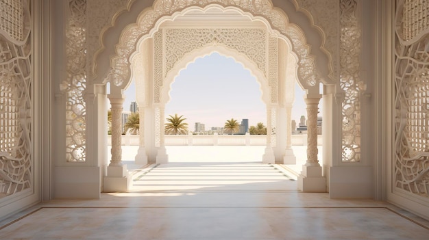 A Photo capturing the architectural details of a traditional Islamic archway or entrance