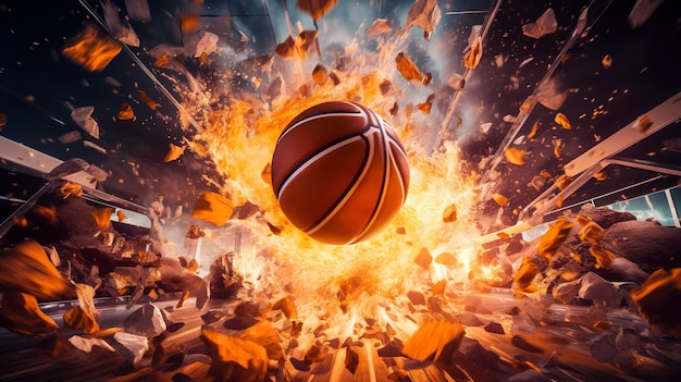 A photo capturing the explosive moment of a player breaking the balls at the beginning of the game