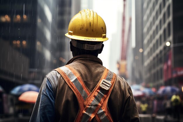 Фото Фотография, передающая суть дня труда: высокие небоскребы, символизирующие городскую рабочую силу.