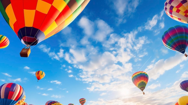 A Photo capturing the vibrant colors and movement of hot air balloons during a balloon festival