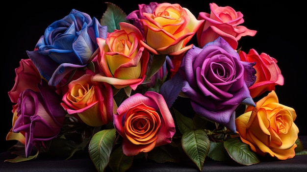 A Photo capturing the vibrant colors and shapes of a bouquet of roses