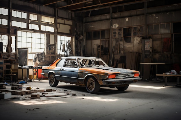 Photo of a car body repair shop empty copy space